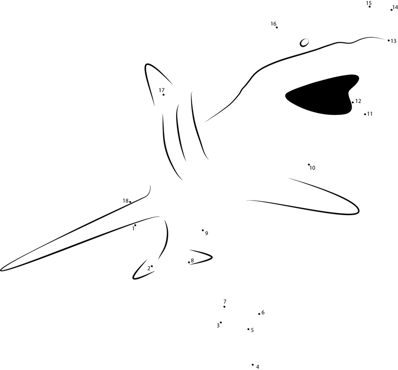 Shark Smiling dot to dot worksheets