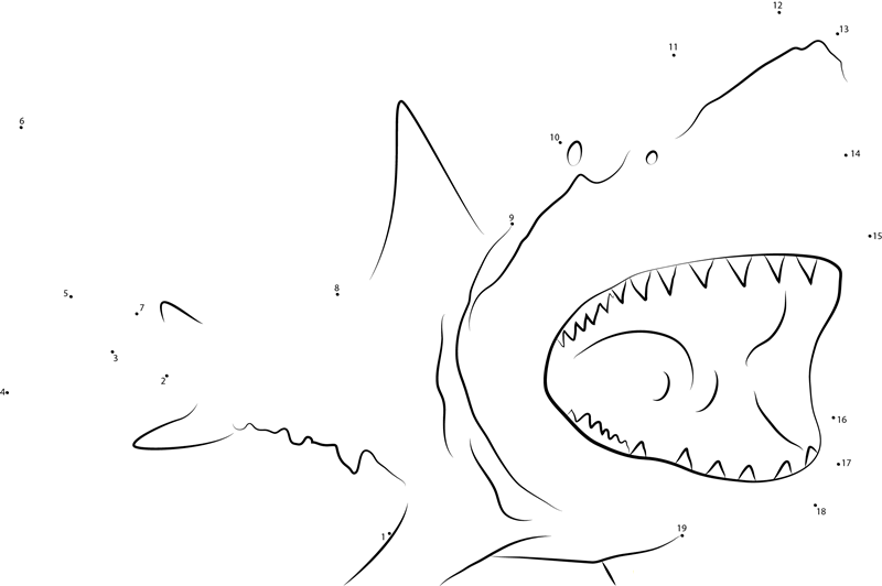 Shark Underwater printable dot to dot worksheet