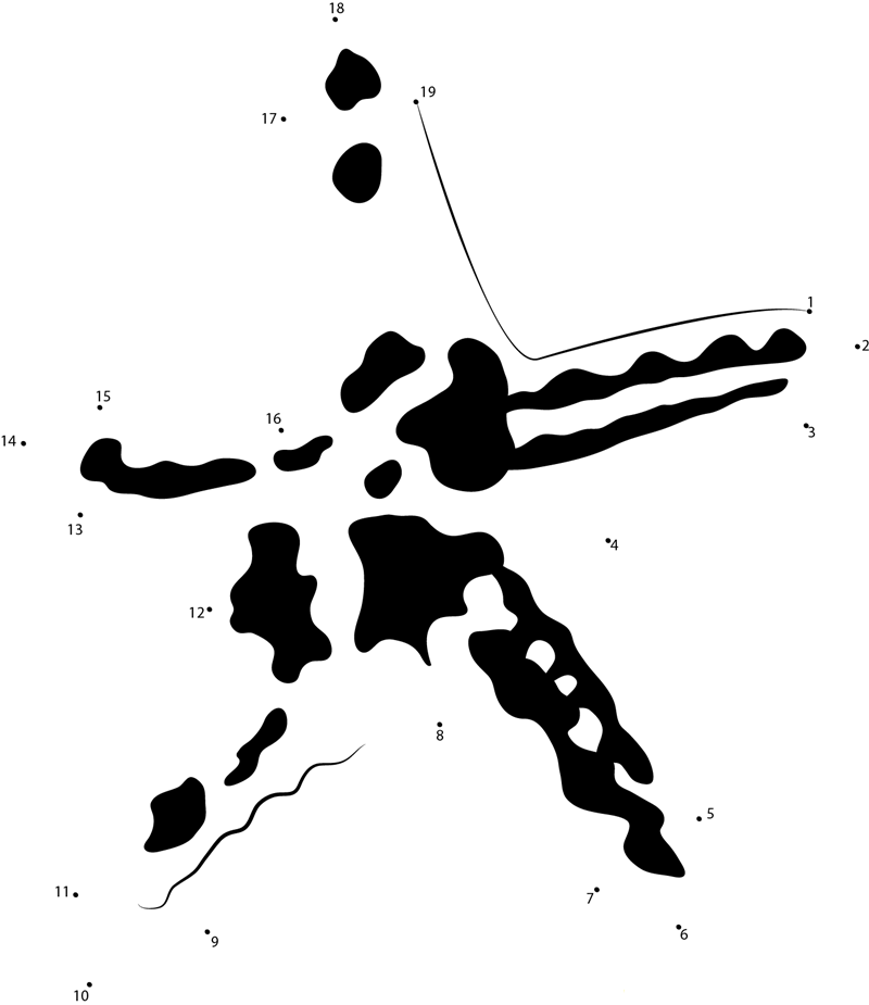 Redknobbed Starfish printable dot to dot worksheet