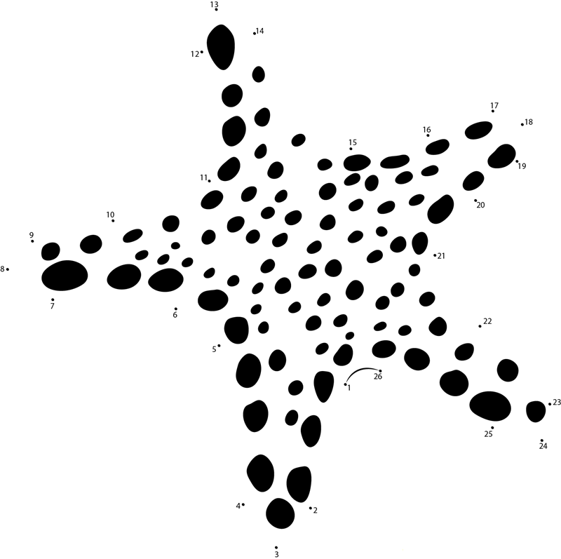 Spotted Starfish printable dot to dot worksheet