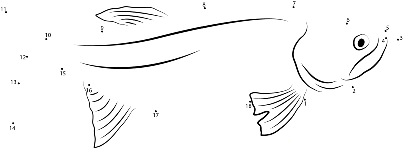 Sad Tarpon printable dot to dot worksheet