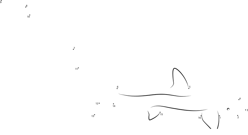 Big Eye Thresher Shark dot to dot worksheets