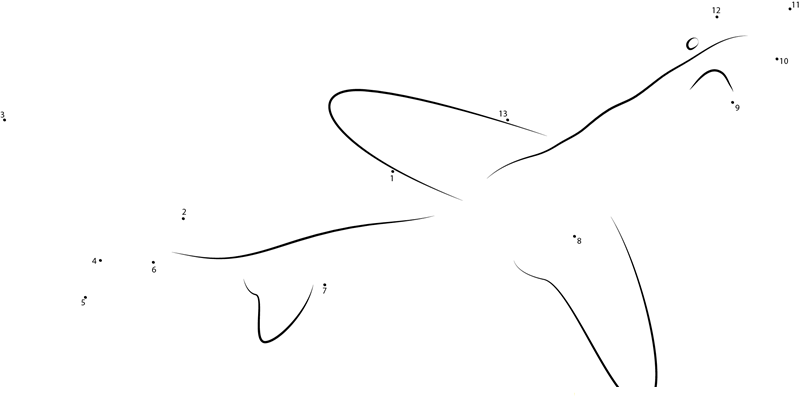 Pelagic Thresher Ventral printable dot to dot worksheet