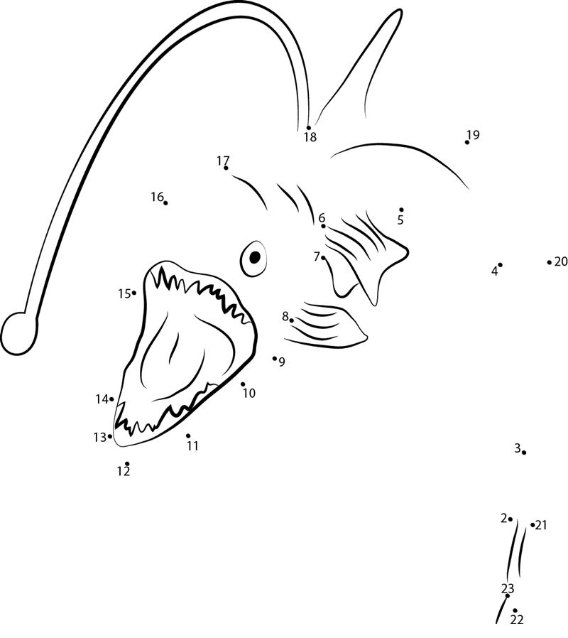 Viperfish Open Mouth printable dot to dot worksheet