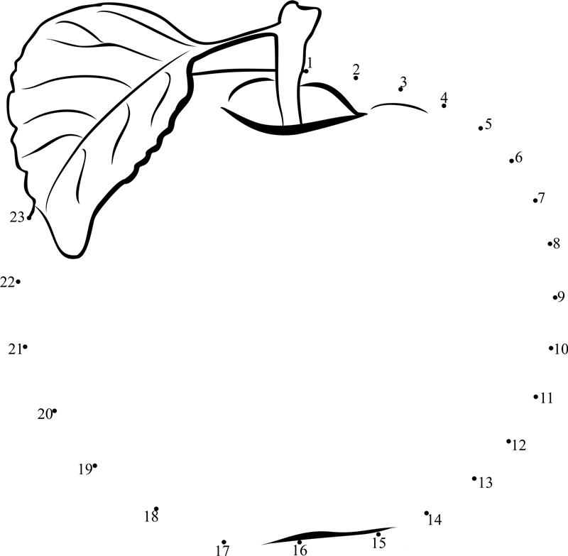 Apple Fruit dot to dot worksheet