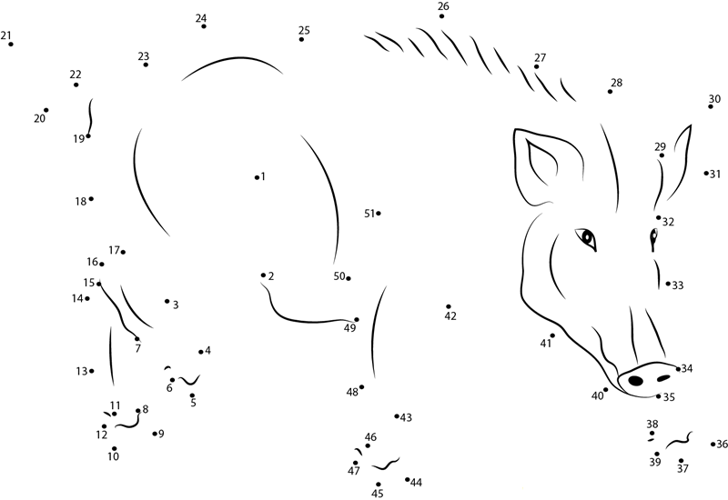 Wild Boar Europe printable dot to dot worksheet