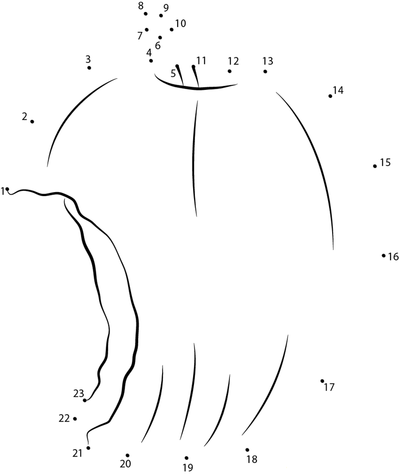 Half Eaten Apple printable dot to dot worksheet