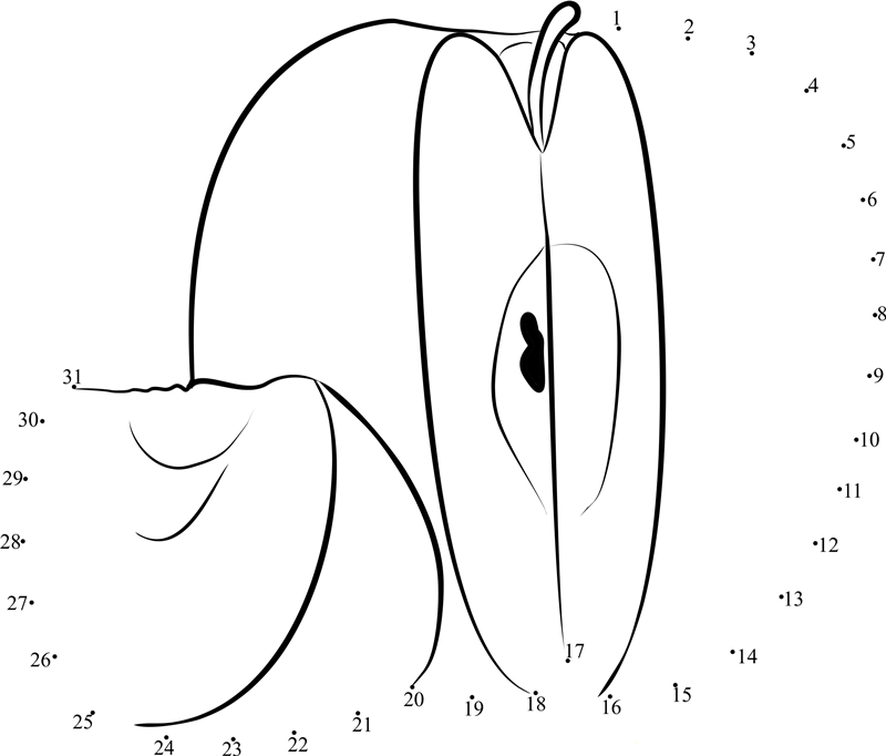 Sliced Apple printable dot to dot worksheet