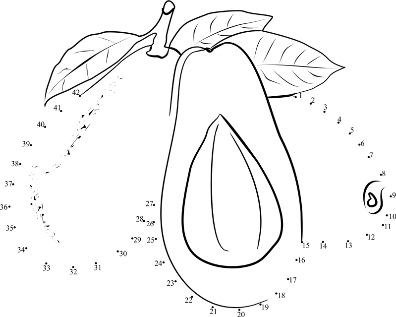 Sliced Avocados printable dot to dot worksheet