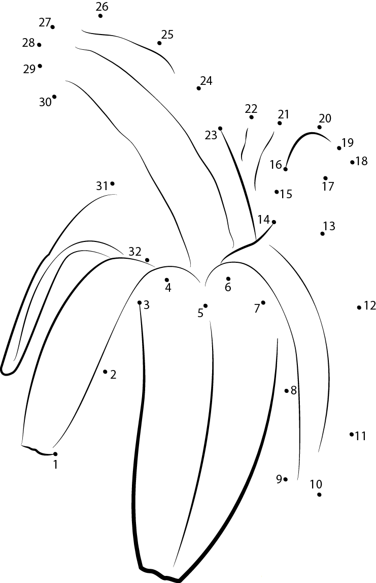 Banana Peel dot to dot worksheets