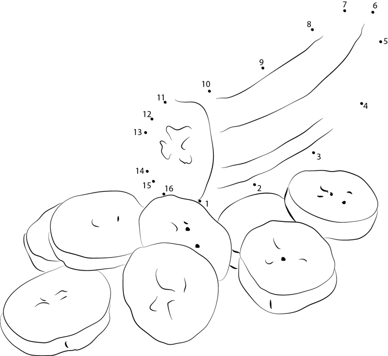 Bananas Cut printable dot to dot worksheet