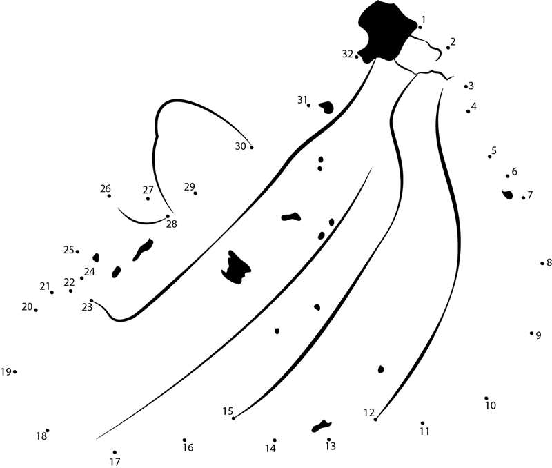 Yellow Banana printable dot to dot worksheet