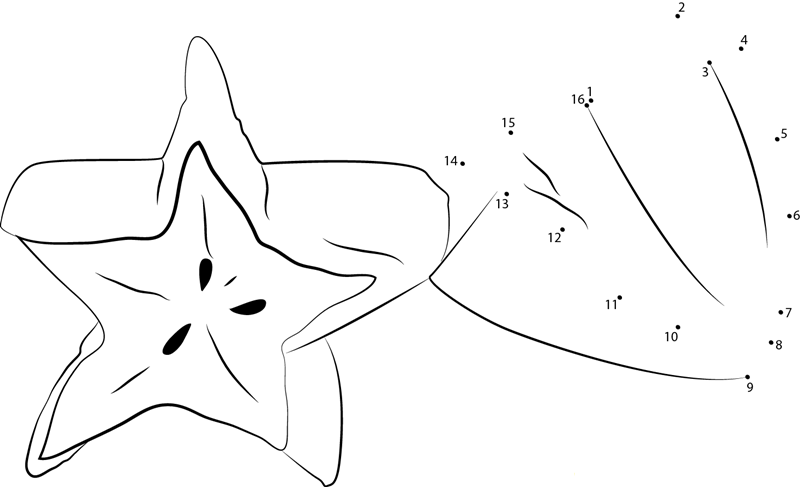 Star Fruit Cut In Half printable dot to dot worksheet