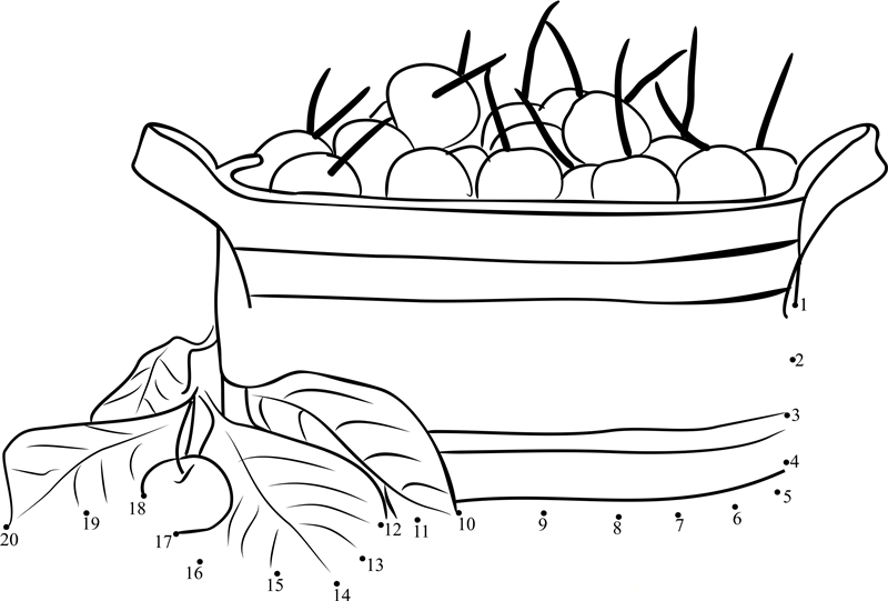 Bowl Of Cherries printable dot to dot worksheet