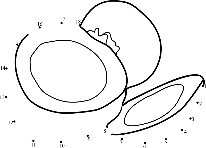 Coconuts Sliced printable dot to dot worksheet