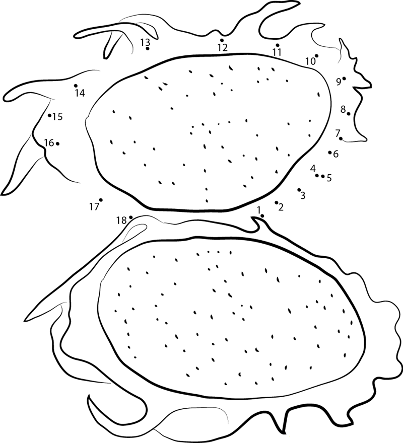 Pitahaya Fruta printable dot to dot worksheet