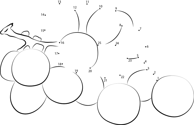 Delicious Grapes printable dot to dot worksheet