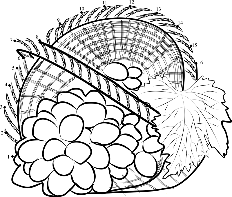 Grapes In Bowl printable dot to dot worksheet