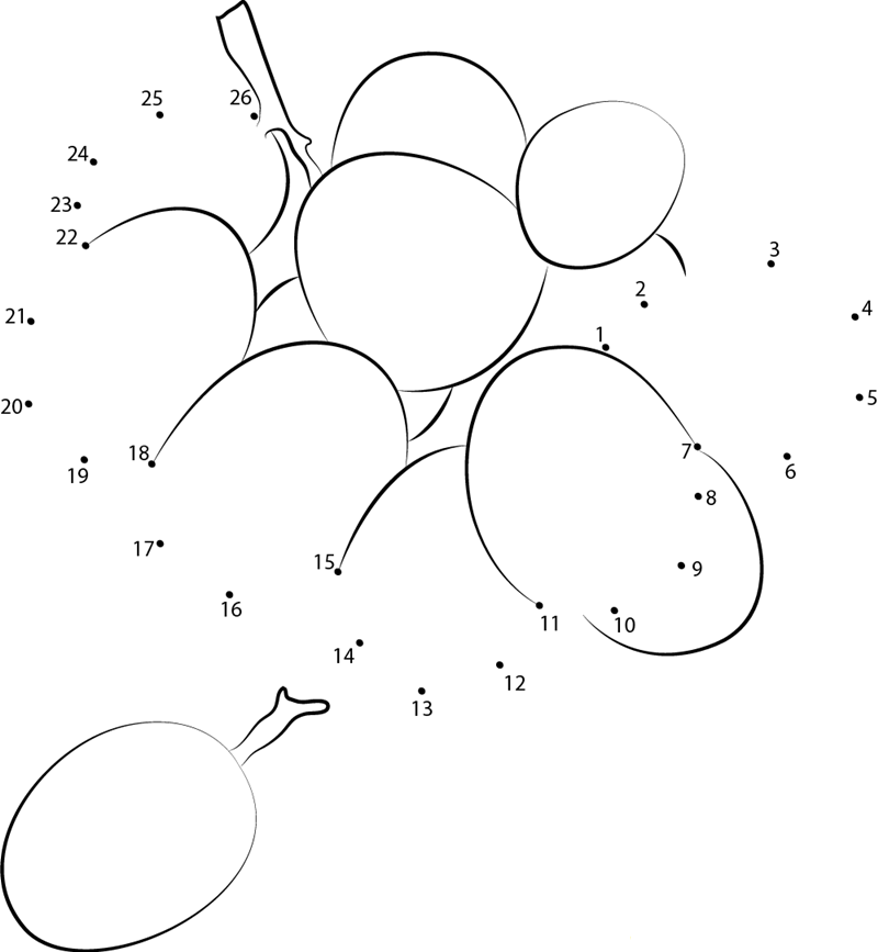 Group Of Black Grapes printable dot to dot worksheet