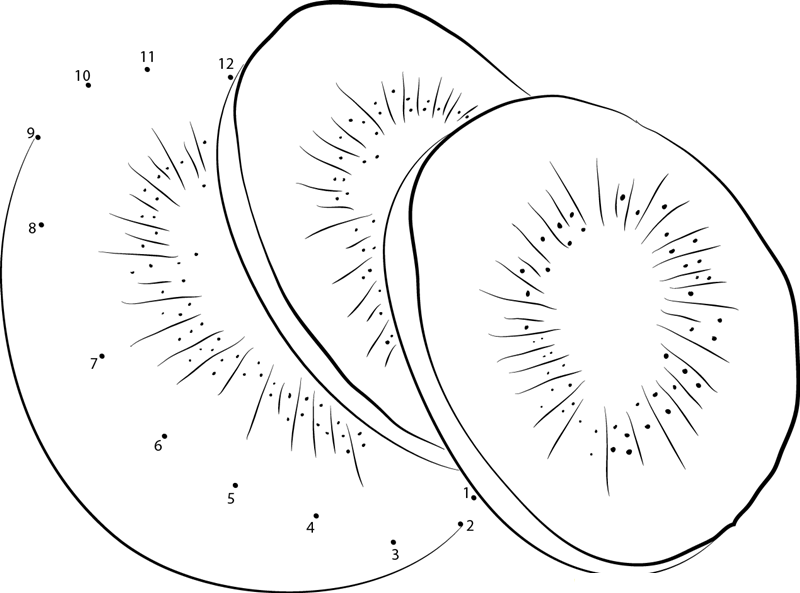 Kiwi Fruit Cut printable dot to dot worksheet