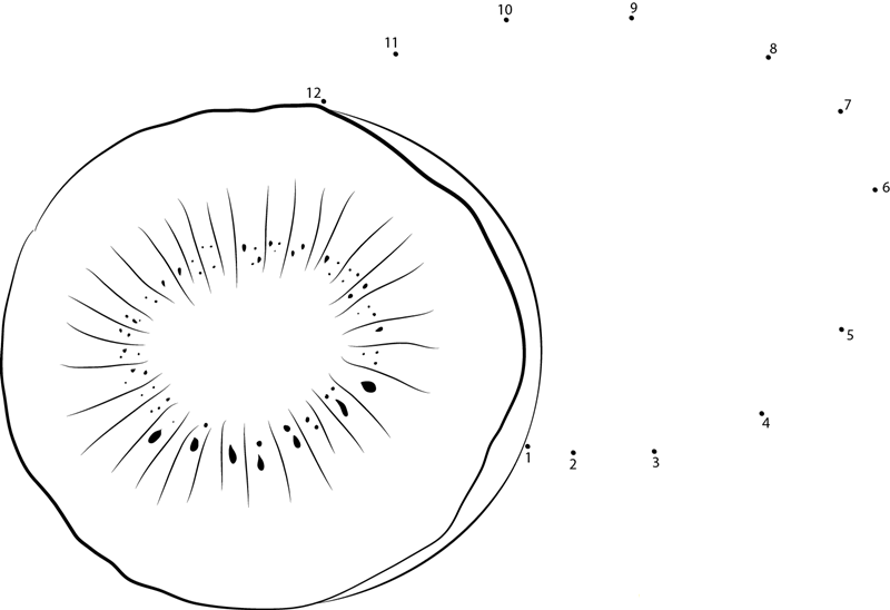 Kiwi Fruit Isolated On White printable dot to dot worksheet