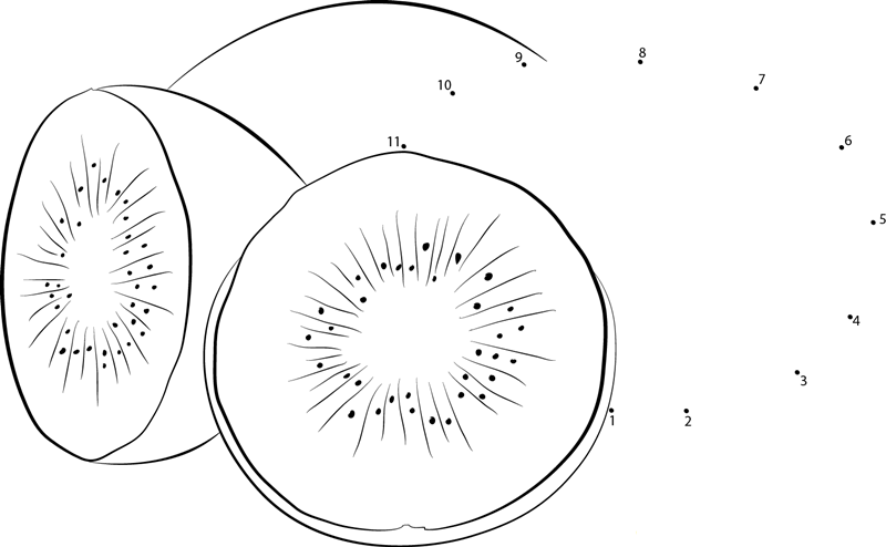 Sweet Kiwi Fruit printable dot to dot worksheet