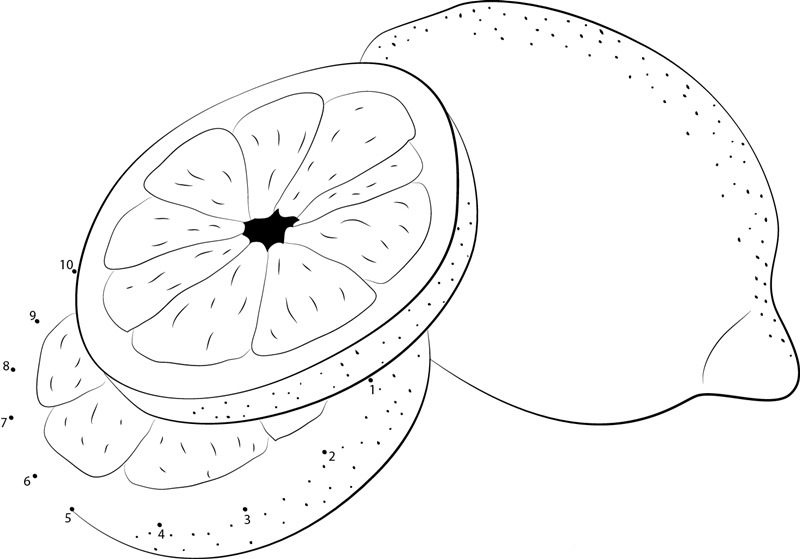 Lemon Sliced Fucko printable dot to dot worksheet