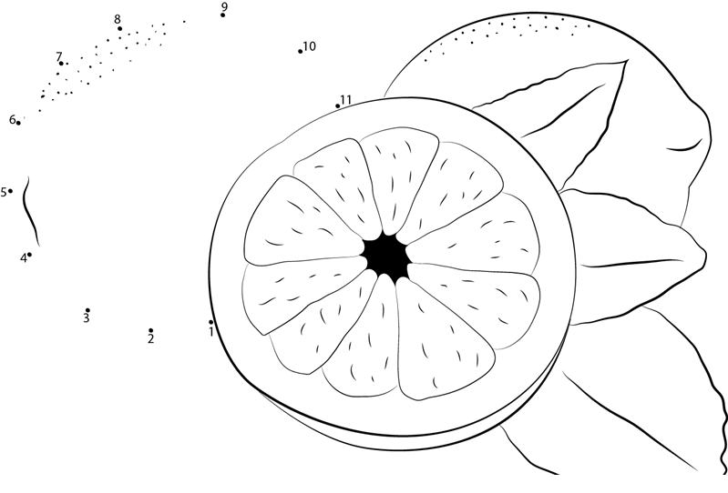 Yellow Lemon printable dot to dot worksheet