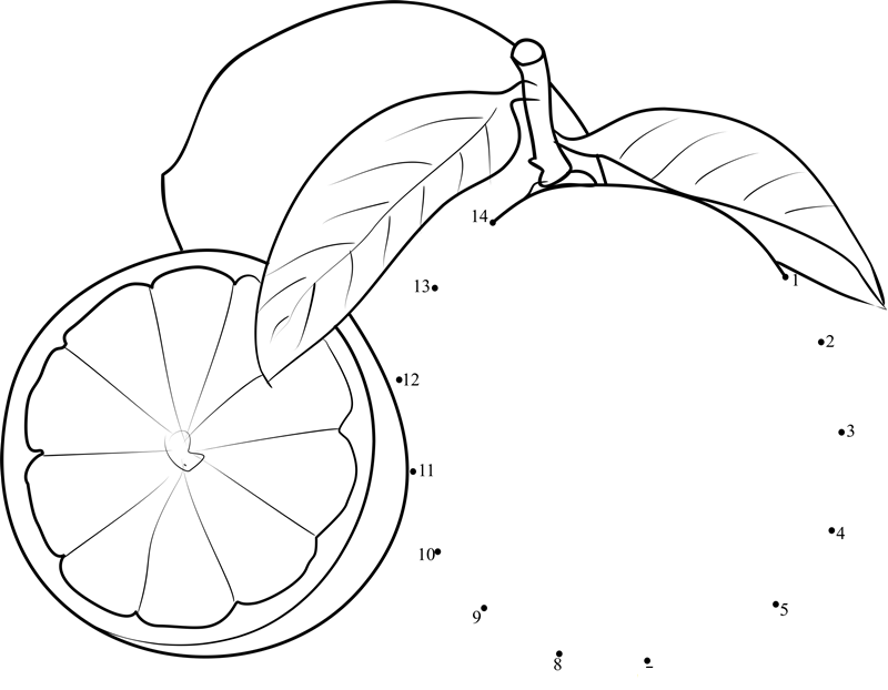 Lime Sliced printable dot to dot worksheet