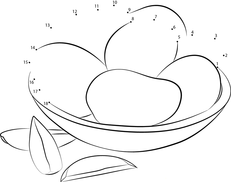 Juicy And Tasty Mangoes printable dot to dot worksheet