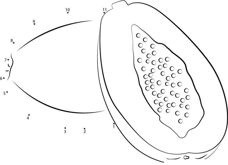 Fresh Cut Papaya dot to dot worksheets