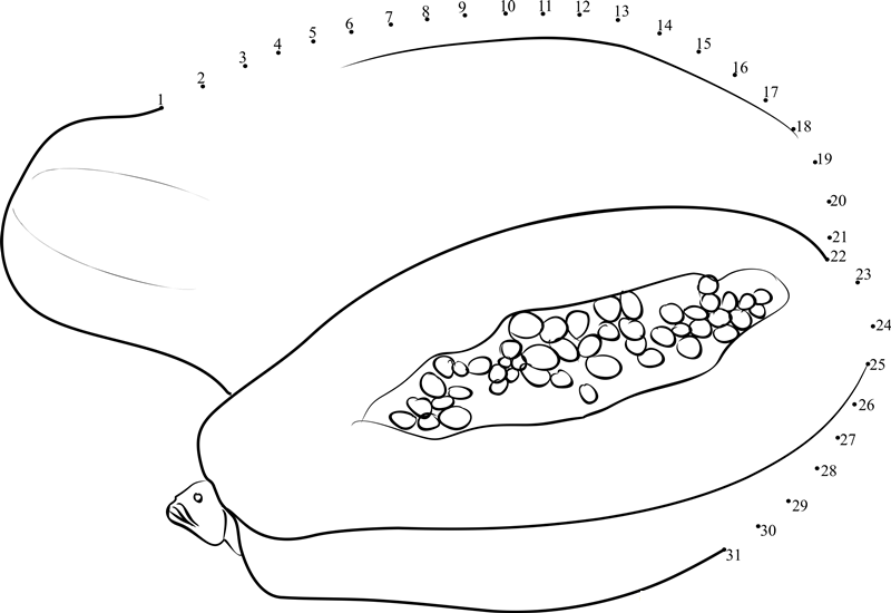 Papayas printable dot to dot worksheet