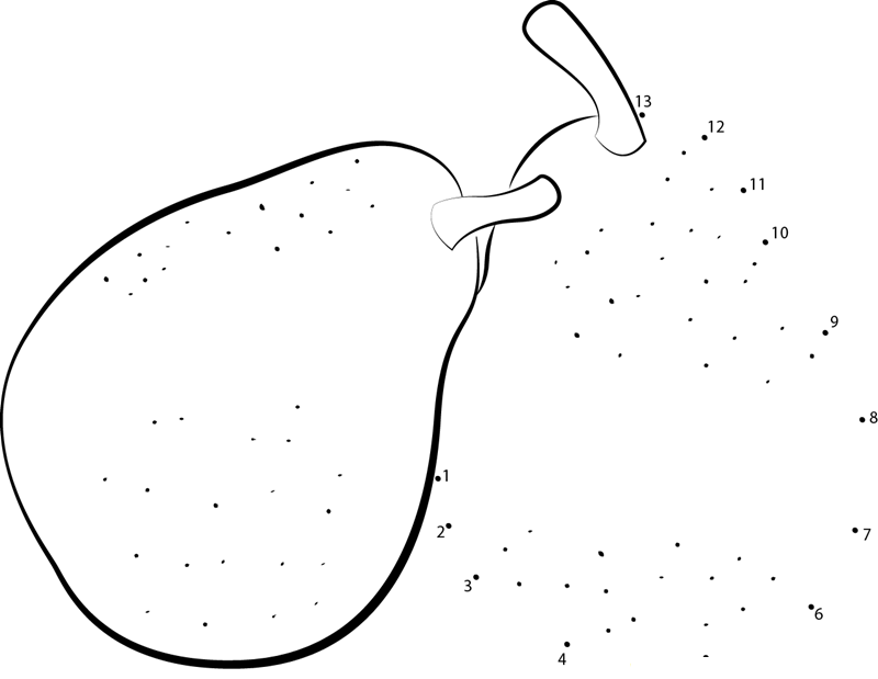 Pear printable dot to dot worksheet