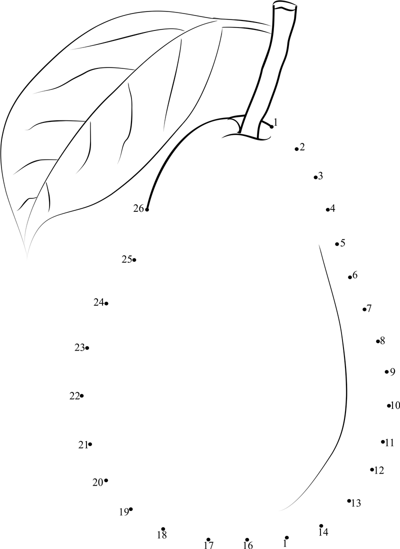 Pear printable dot to dot worksheet