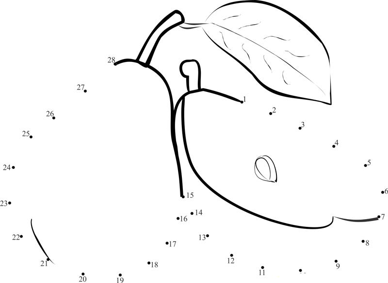 Pears Sliced Half printable dot to dot worksheet