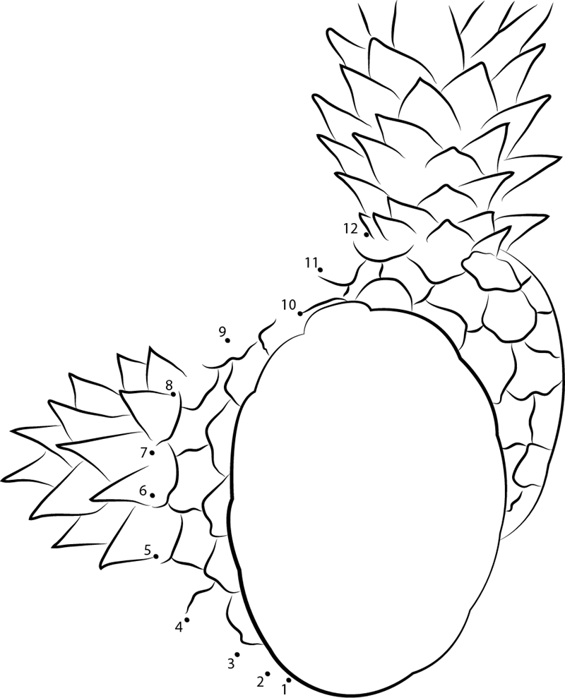 Ananas printable dot to dot worksheet