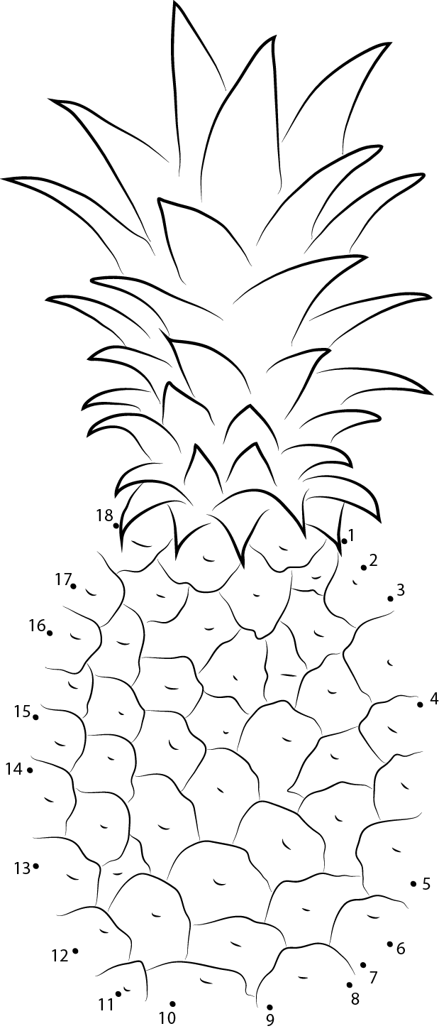 Delicious Pineapple printable dot to dot worksheet