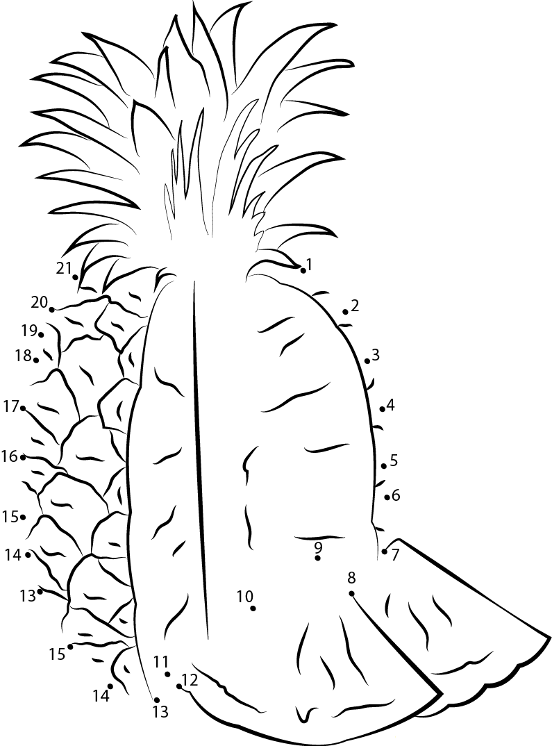 Pineapple Fruit dot to dot worksheets