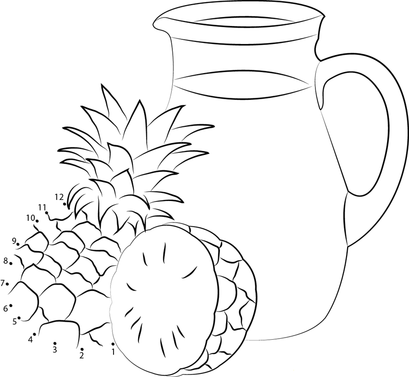 Pineapple Juice In Pot dot to dot worksheets