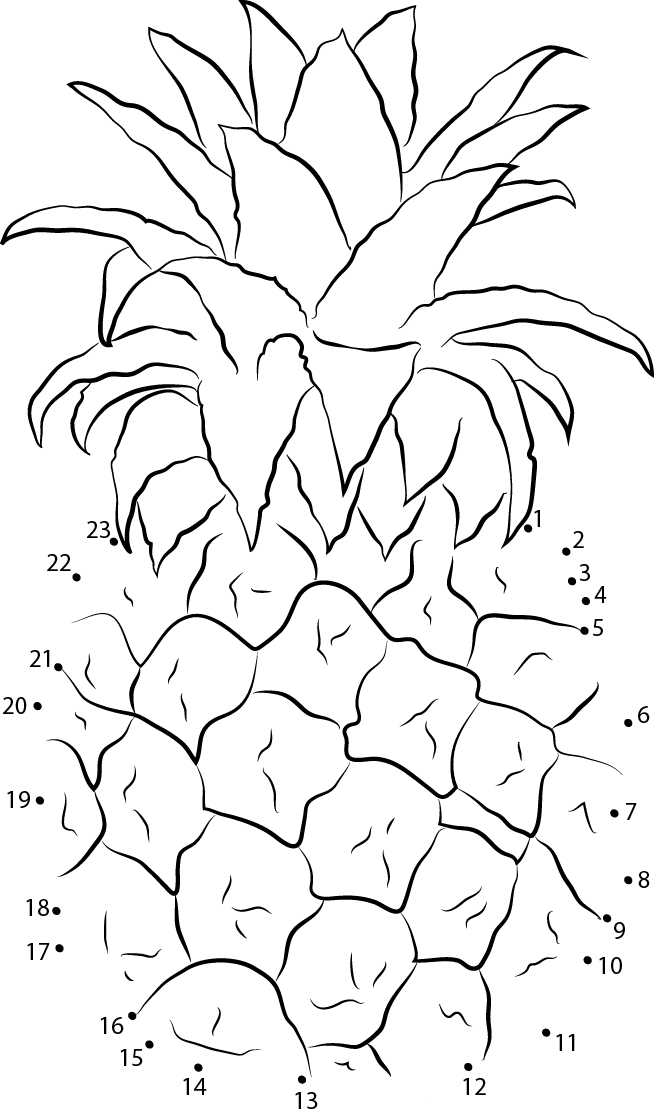 Pineapples printable dot to dot worksheet