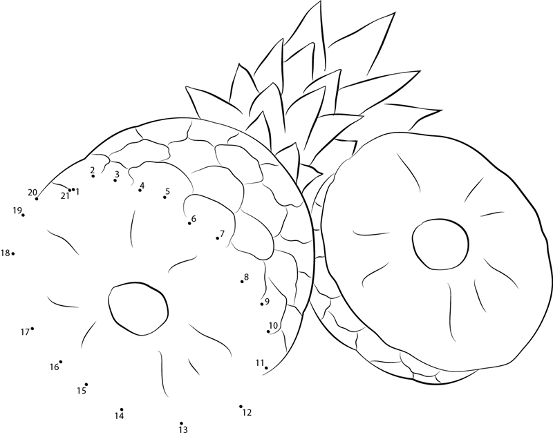 Pineapples Cut printable dot to dot worksheet