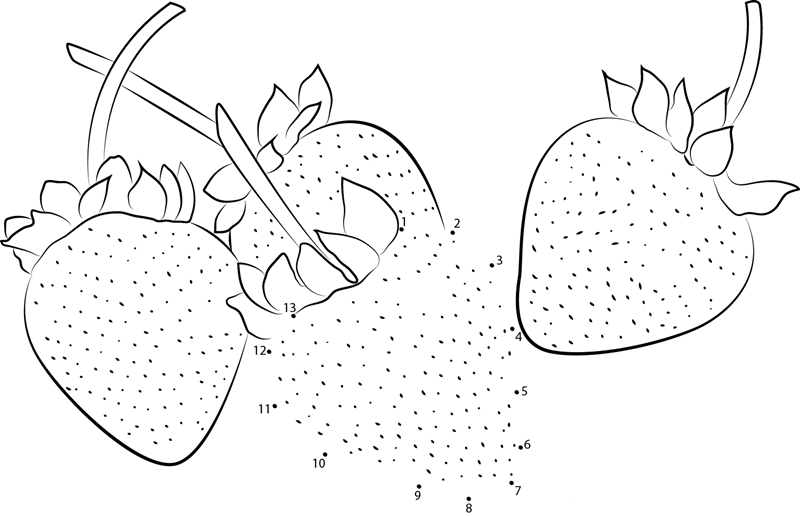 Red Strawberry printable dot to dot worksheet