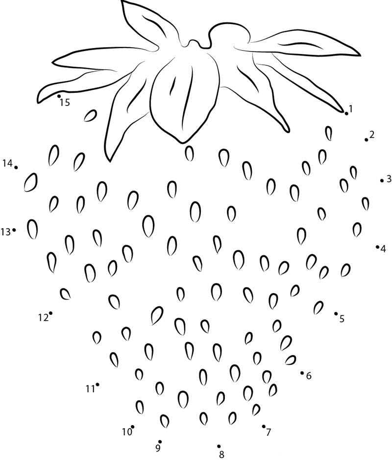 Single Strawberries printable dot to dot worksheet