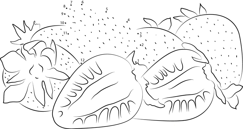 Strawberry Cut In Half printable dot to dot worksheet