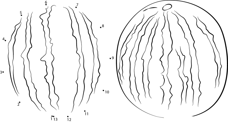 Delicious Watermelon dot to dot worksheets