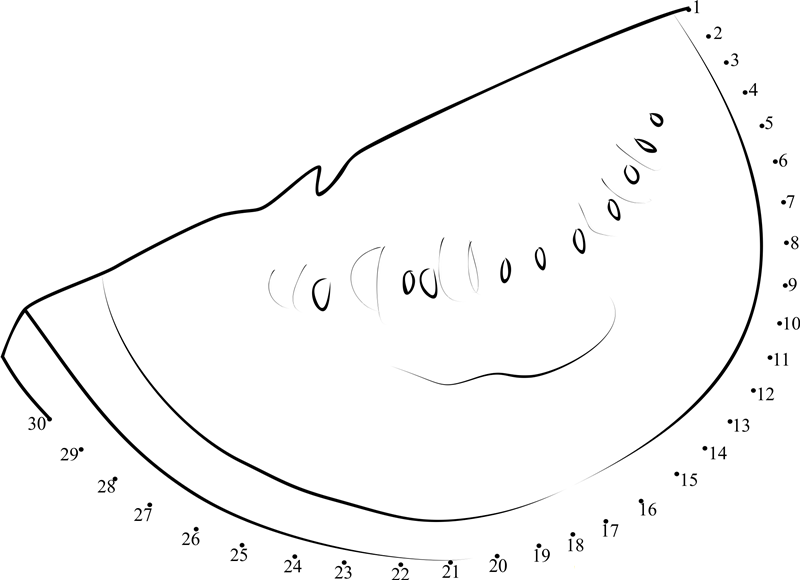 Watermelon Slice dot to dot worksheets