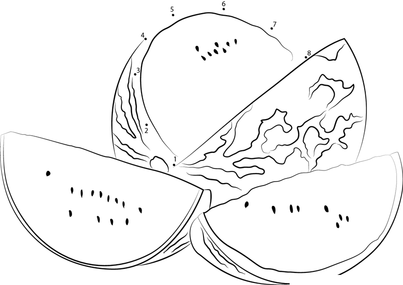 Watermelons Cut In Half dot to dot worksheets