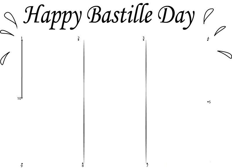 Happy Bastille Day printable dot to dot worksheet