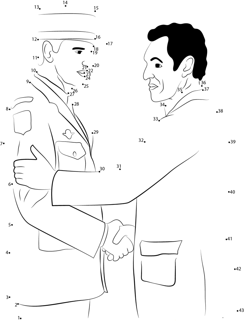 Shake Hand Bastille Day printable dot to dot worksheet