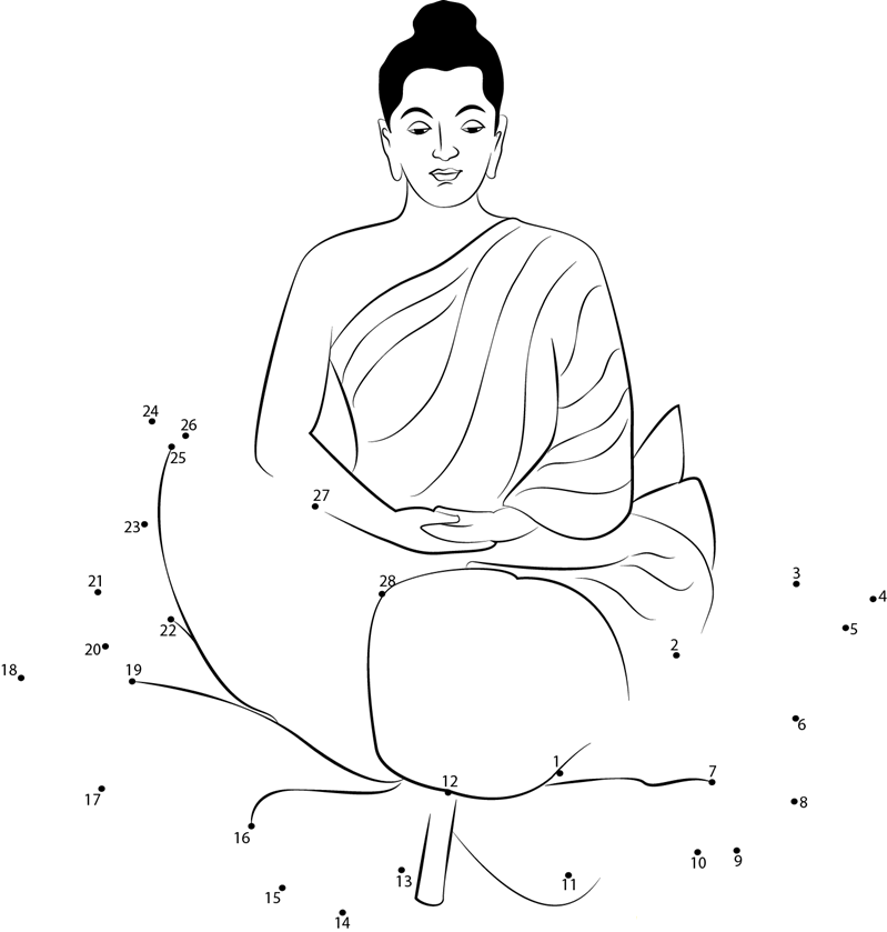 Blessed Buddha Purnima printable dot to dot worksheet